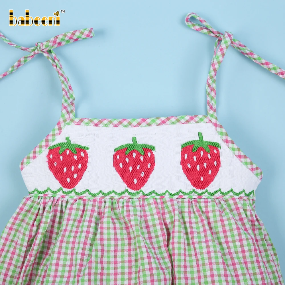Strawberry Hand Smocked Girl Bubble Oem Odm Customized Hand Made