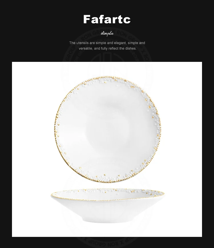 High quality nordic round hat shape bowl deep pasta dinning gold rim large serving ceramic ramen bowl for wedding