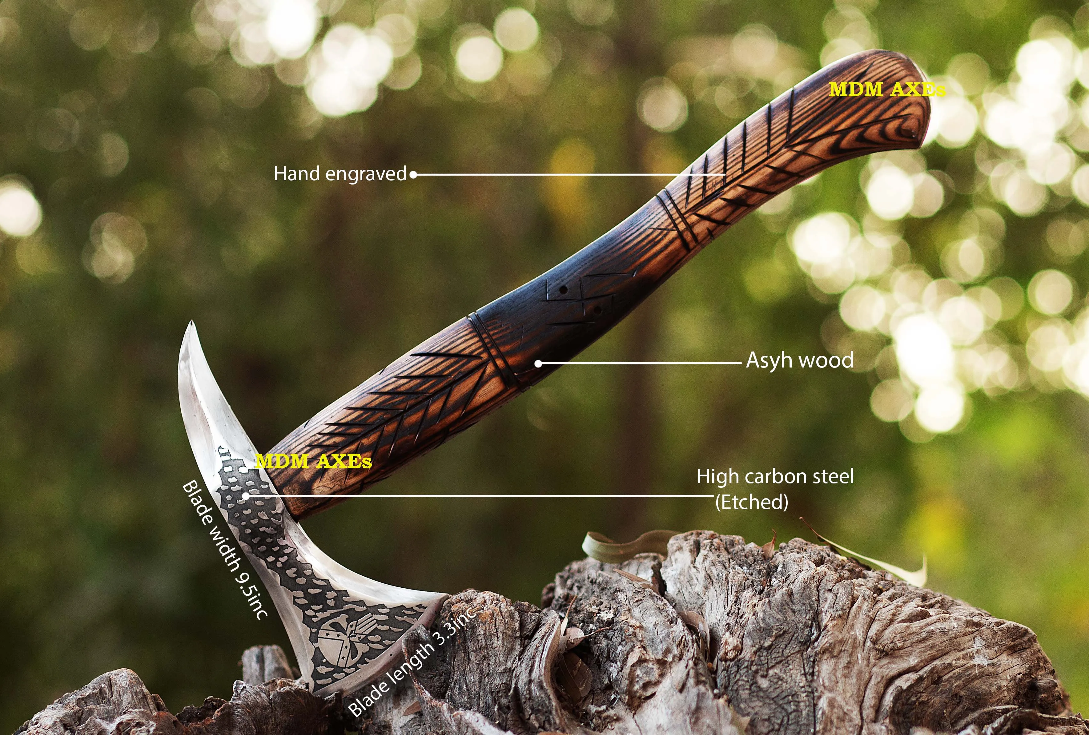 Handmade Viking Axe Custom Handmade Tomahawk Camping Axe With Leather