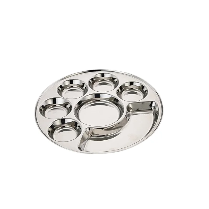 Aluminum  Rectangular Platter CU Hammer - Mess Tray - Dinner Plate Divided /Thali/Mess Tray Set Silver