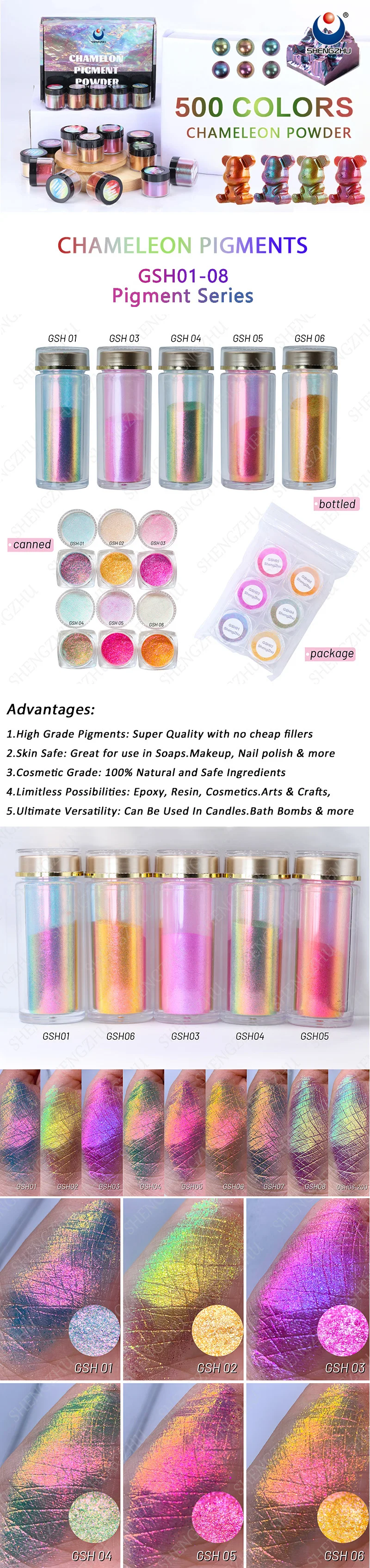 High Quality 14 Color Chameleon Pigment Super Pearl Organic Cosmetic