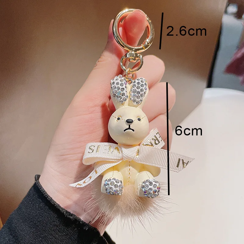 4pcs Year Rabbit Keychains Adorable Bunny Mascot Keyring