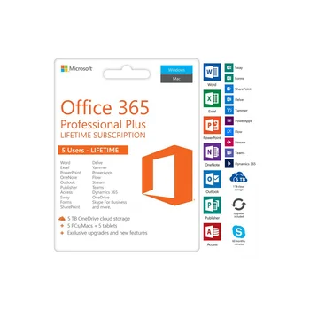 Software Office 365 for 5users Professional Plus Account And Password for 5pc Send By Email globally 100% Online activation