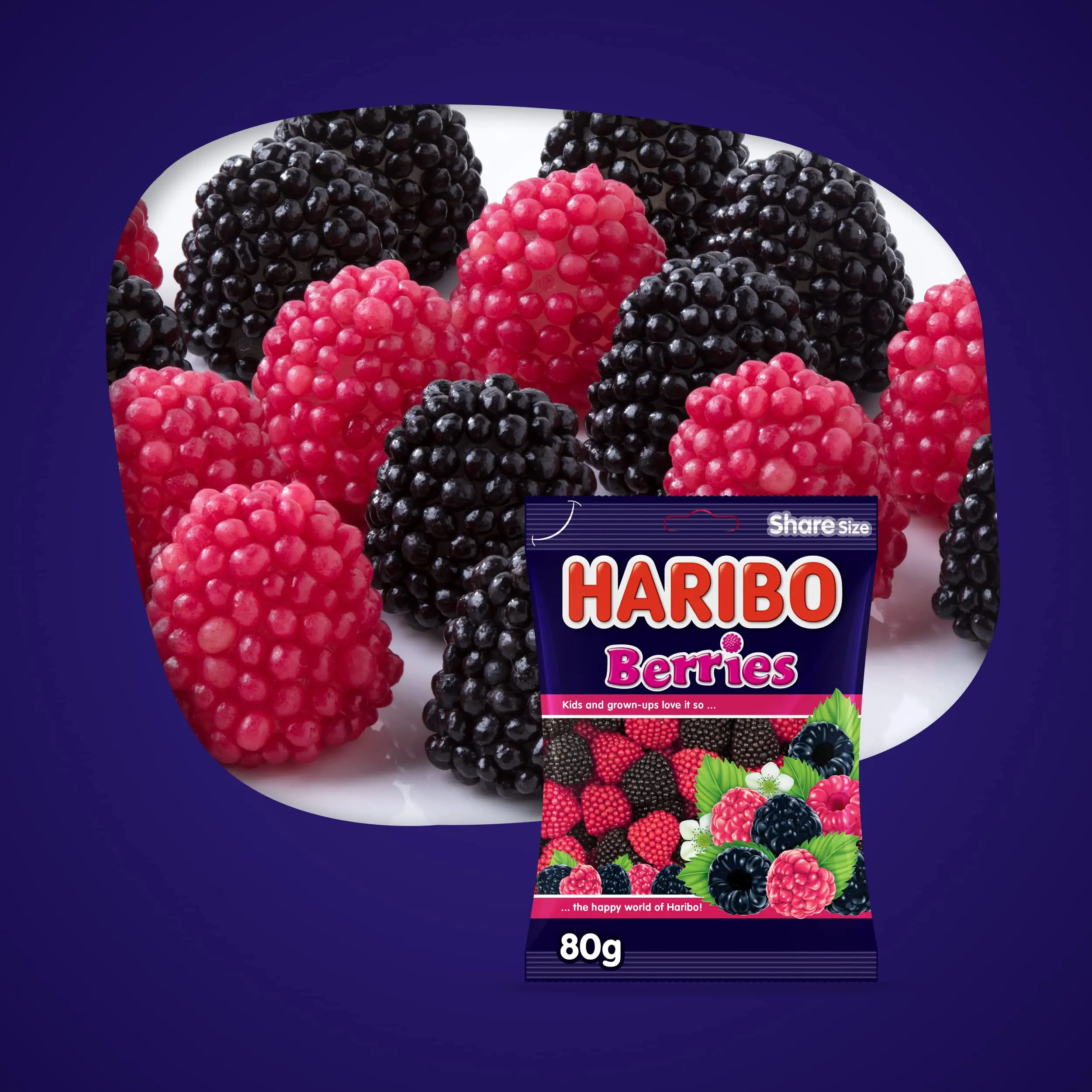 Конфеты Haribo Berry Gummi 80 г x 24 свежий запас и новая дата оптовая продажа из