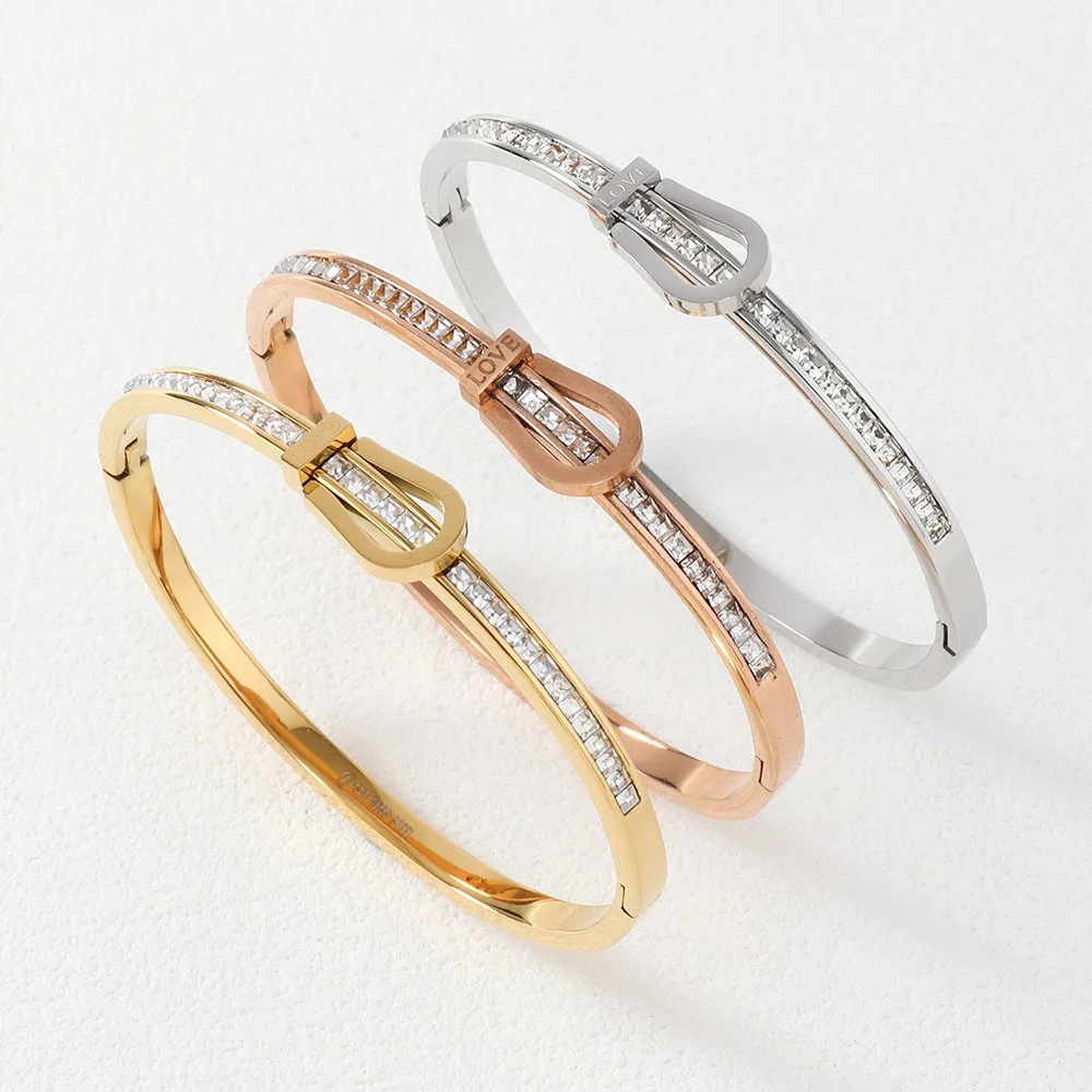 Xingyue Zircon Pearl Titanium Steel Bracelet Female Niche