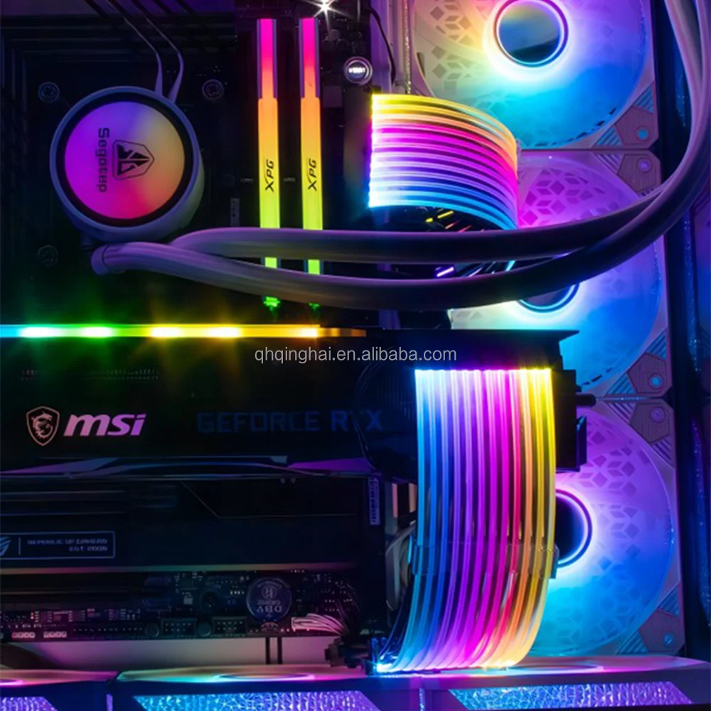 thumbnail image 2 of JAZZCOOLING PC RGB Light Strip For PSU Cables, CL300 5V 3Pin ARGB Sync, Suit For 6Pin 8Pin 12Pin 16Pin 24Pin PSU RGB Cable Extensions, Colorful For PC Case 2 of 14