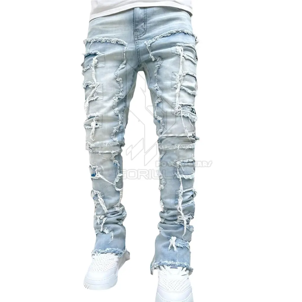 Custom Men Stacked Pant 100% Cotton Stacked Pants With Customized Color ...