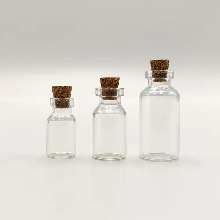 Mini Custom Empty Transparent Glass Amber Bottle Wishing Glass Bottles Drifting Vials With Cork