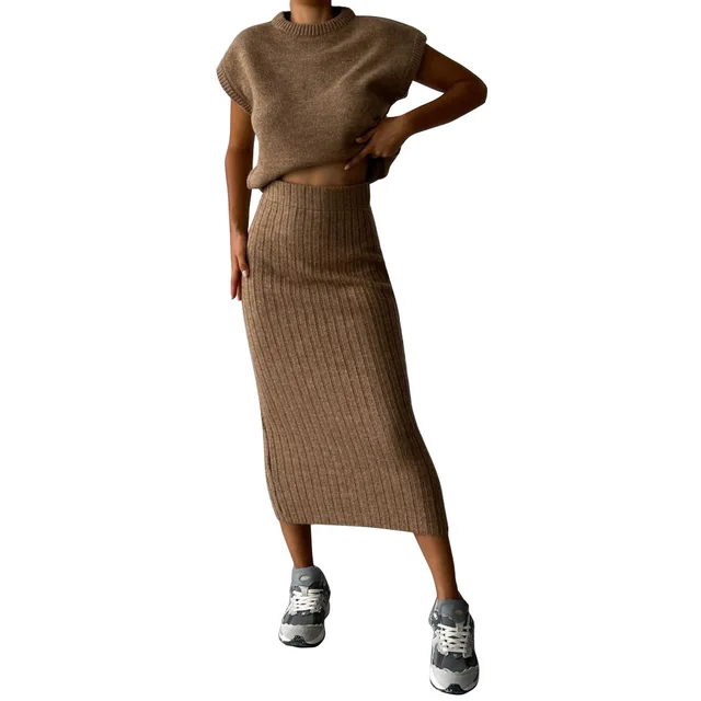 Autumn and winter fashion customization factory direct sales of women's knitted wool skirts sweater dress for lady