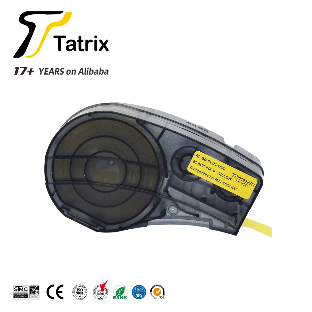 Tatrix Black On Yellow M21-1500-427-yl Label Compatible Vinyl Material ...