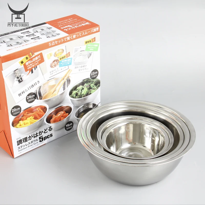 Mixing Bowl Set 5PCS Nesting Mixing Bowls Stainless Steel