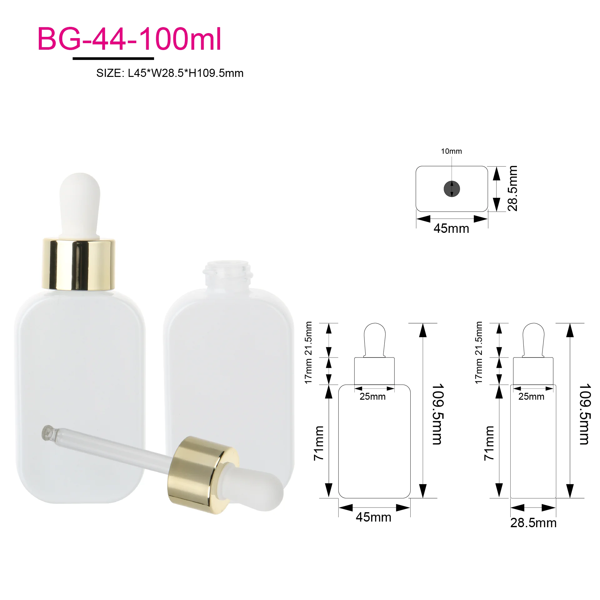 Luxury Skincare Serum Bottle Gold 40ml 100ml Cosmetic Glass Essential