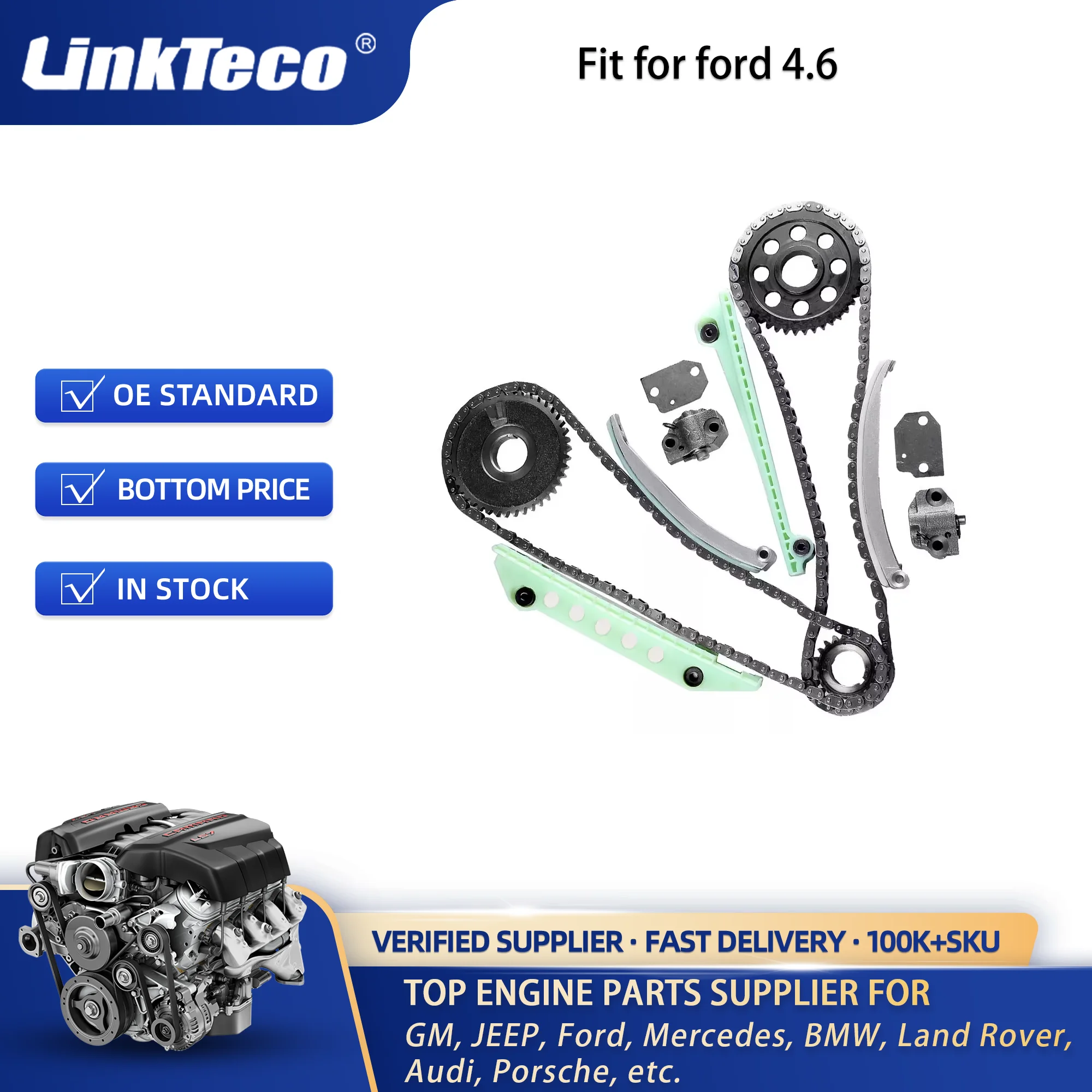 OELINE Autoparts Timing Chain Kit W/ Water Pump - Ford Mustang Lincoln Town Car 4.6L 00-04