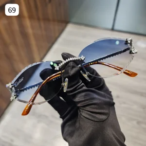 Pass Diamond Tester Blue Hip Hop Sunglasses VVS Moissanite Anti-Reflective Stainless Frame Glass Luxury Men Jewelry Wholesaler