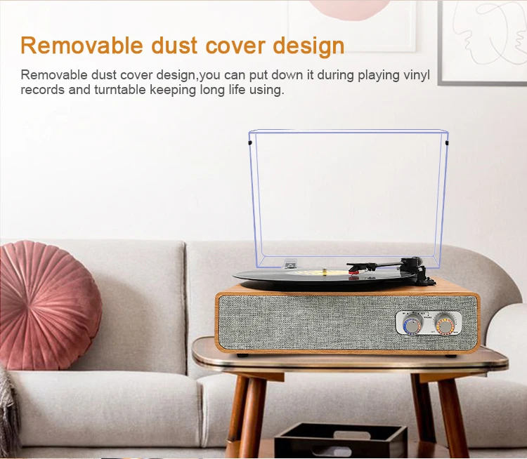 TE-2018 New Design High Quality Table Top Built-in Speakers Moving Magnet  Cartridge Vintage LP Vinyl Records Bluetooth Turntable