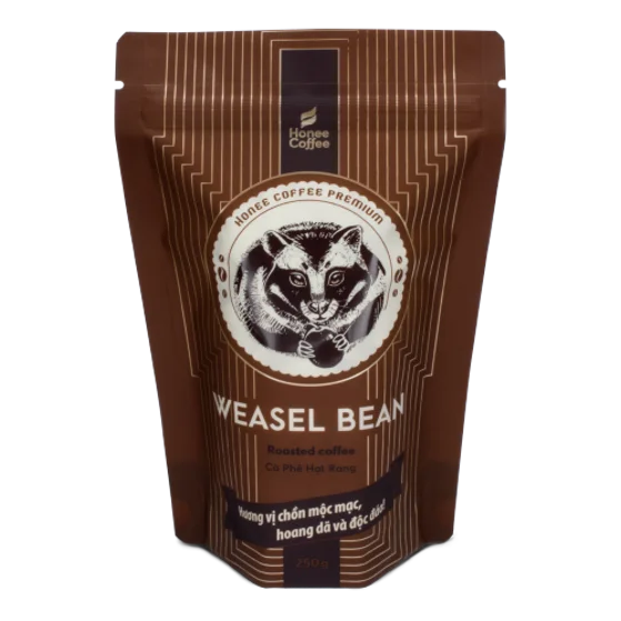 ジャコウネコ HƯƠNG CHỒN ROASTED COFFEE 250g ROASTED COFFEE BEAN HUONG CHON Standard 250G Per Bag- Premium