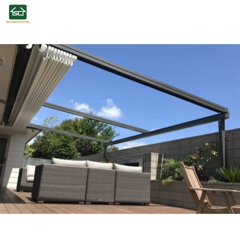 Outdoor Opening Gazebo Automatic PVC Pergola Systems Metal Garage Patio Awning Retractable Roof Shade