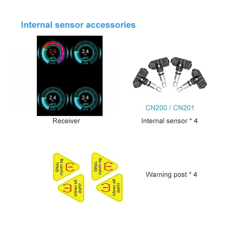Phone TPMS Bluetooth BLE 5.0 Car Tire Pressure Monitor Built-in Sensor Mobile APP Display Anti-theft Waterproof TPMS Android IOS