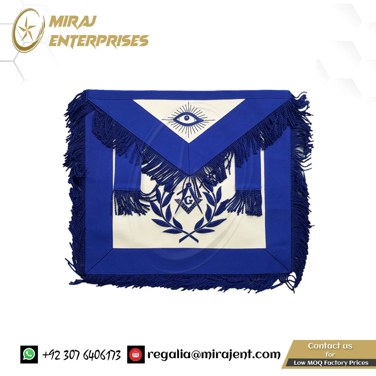 Master Mason Blue Lodge Apron Blue With Embroidery & Fringe Buy