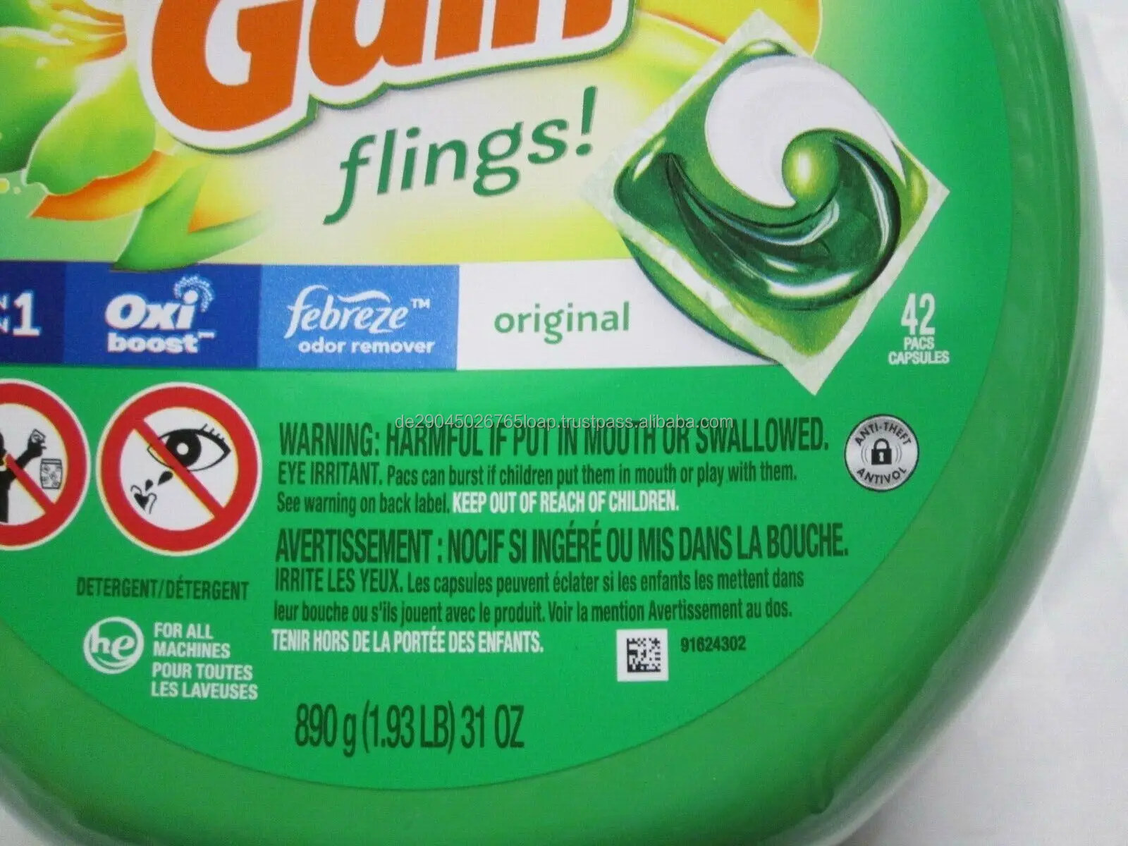 Gain Laundry Detergent Soap Pods Flings Aroma Boost Island Fresh Scent