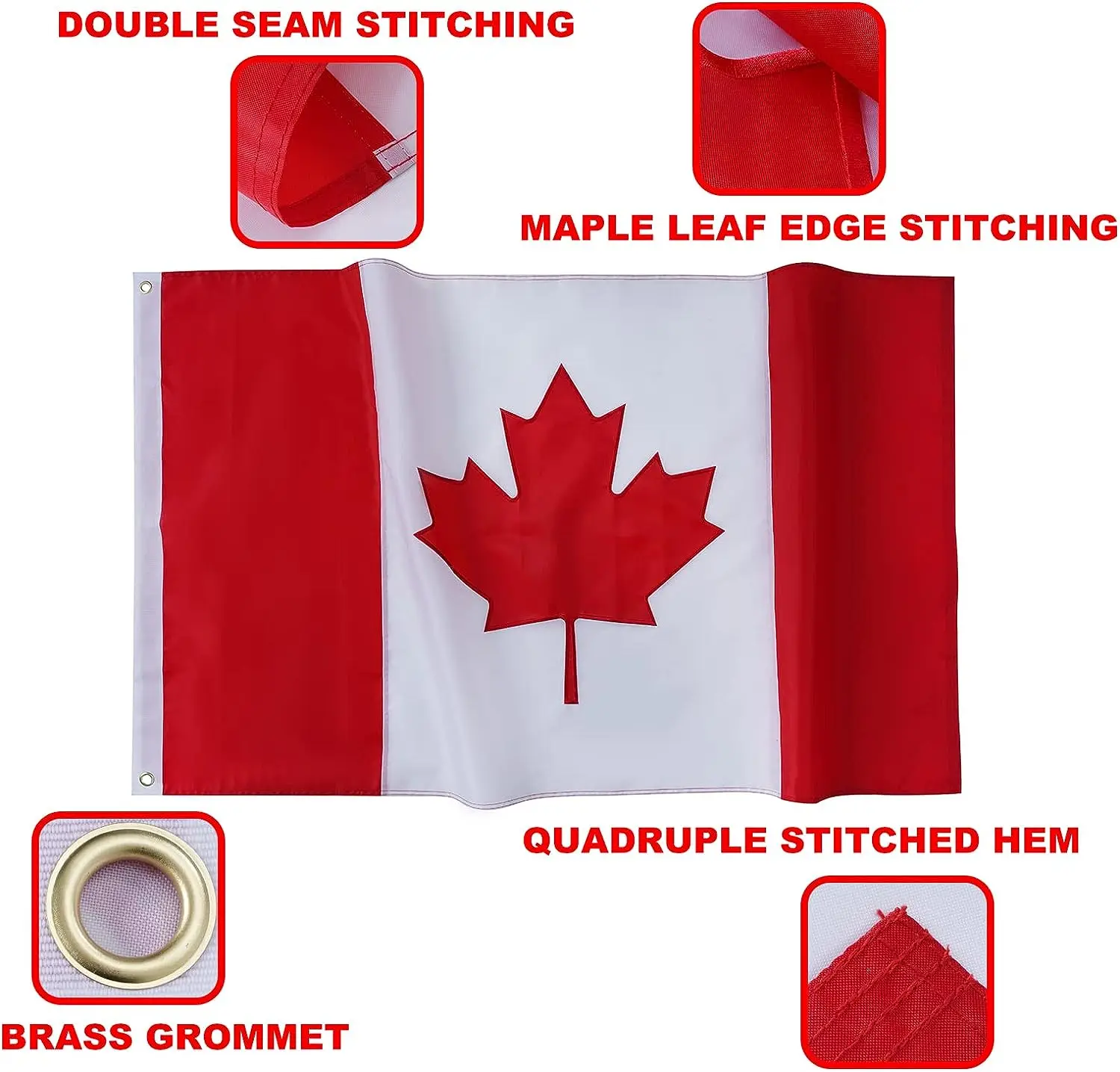 AGAS New Brunswick Canadian Regional Flag 54 X 108 Inch 200D Nylon 4 Needle Lock Stitched Fly Hem Rust Proof Brass Grommets Canvas Header Canadian Province Of New Brunswick Flag (Official Ratio 1:2