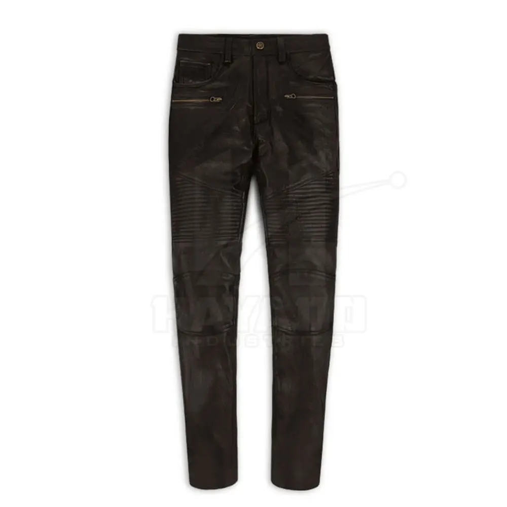 Men's Custom Made Genuine Leather Pants For Boys And Adults Zipper