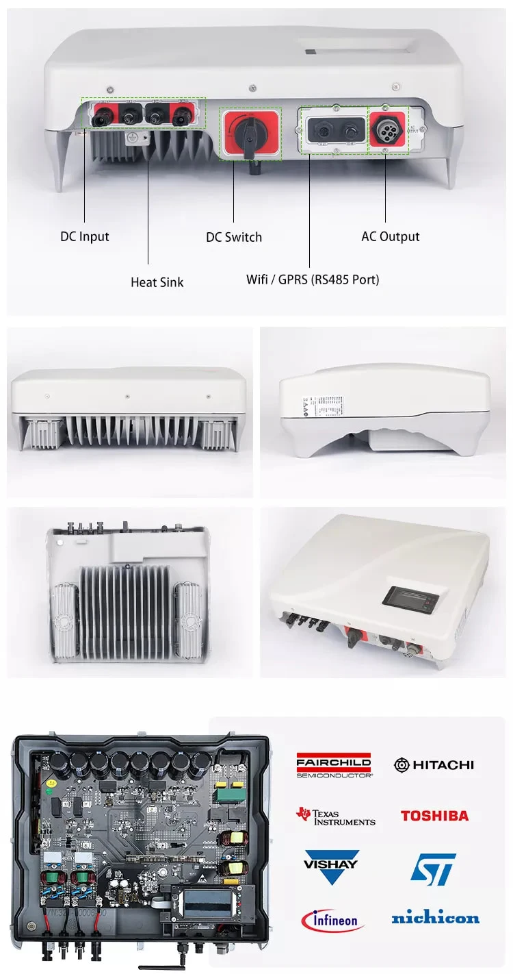 Three Phase On Grid Solar Inverter 4kW 5kW 6kW 8kW 10kW 12kW 15kW 17kW 20kW 25kW MPPT 380V 400V Grid Tied Solar Inverter