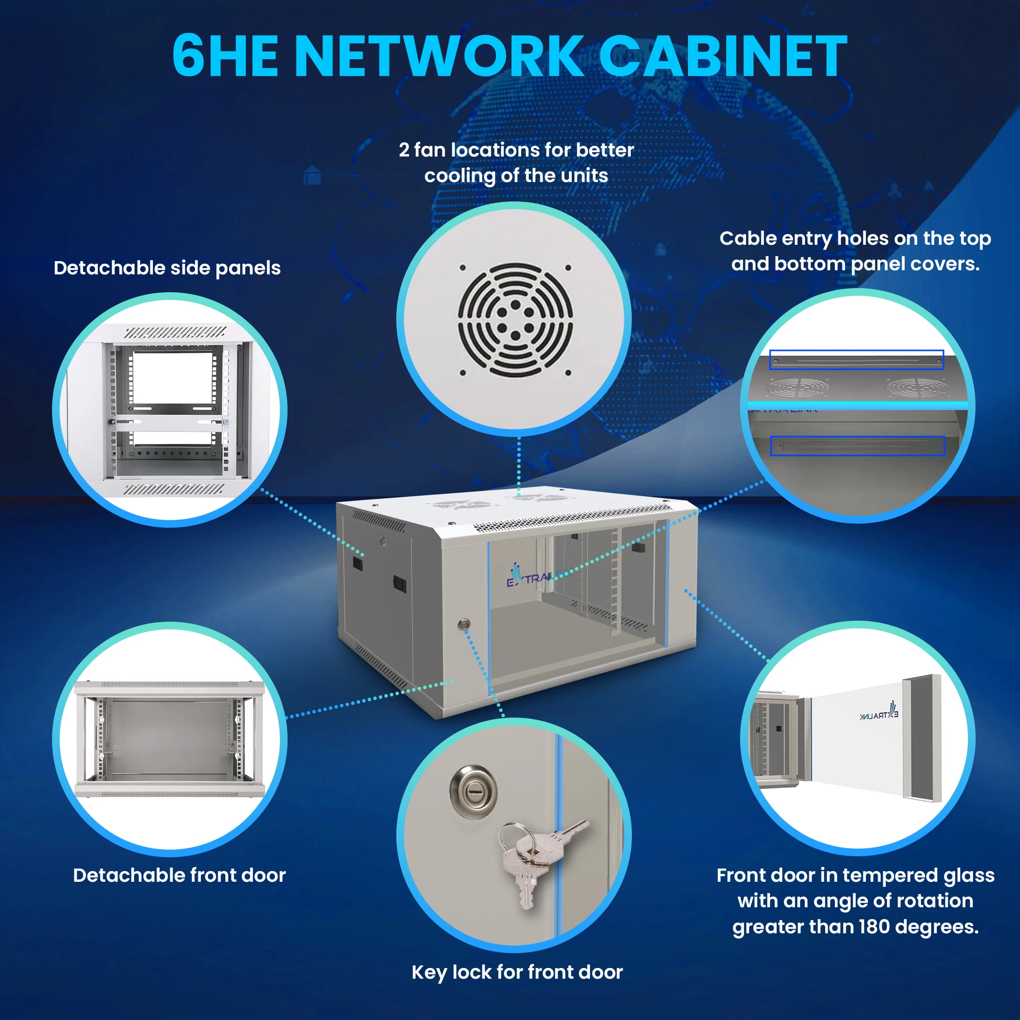 6 Space Rack Mount Racks Extralink Network Cabinets Rackmount Wall Mounted 6U 6HE 600x600 Gray ...