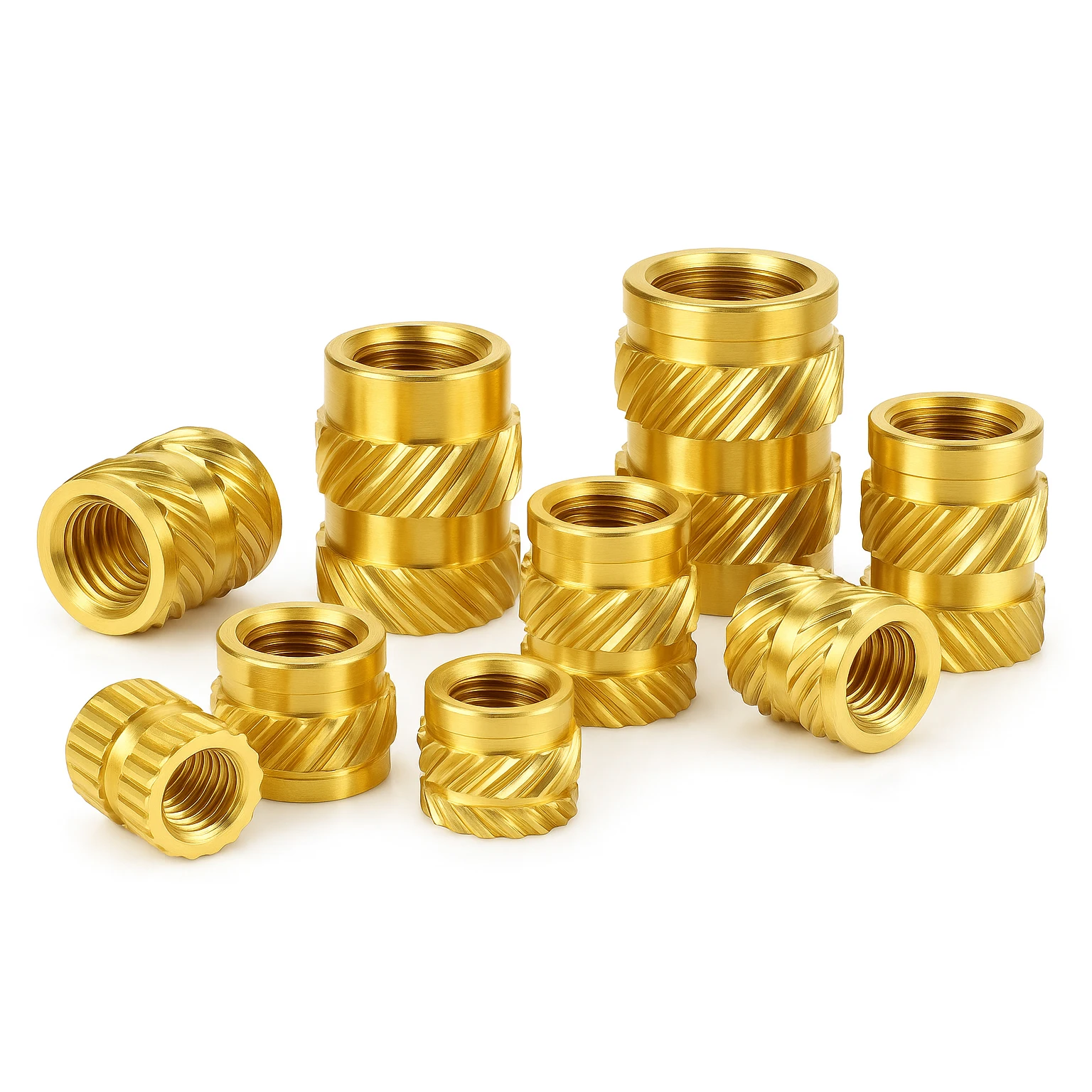 OEM Brass Threaded Insert Nut UNC M3 M5 6/32 8-32 Knurled Heat Fit Type for Plastic Injection Molding