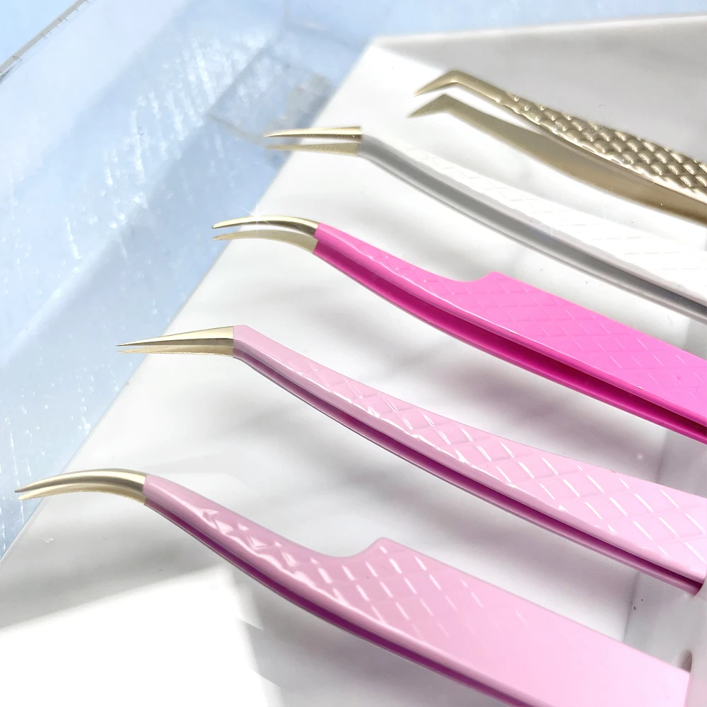 Volume Tweezers Set With Fiber Tips Stainless Steel High Quality Classic Volume Eyelash Tweezers