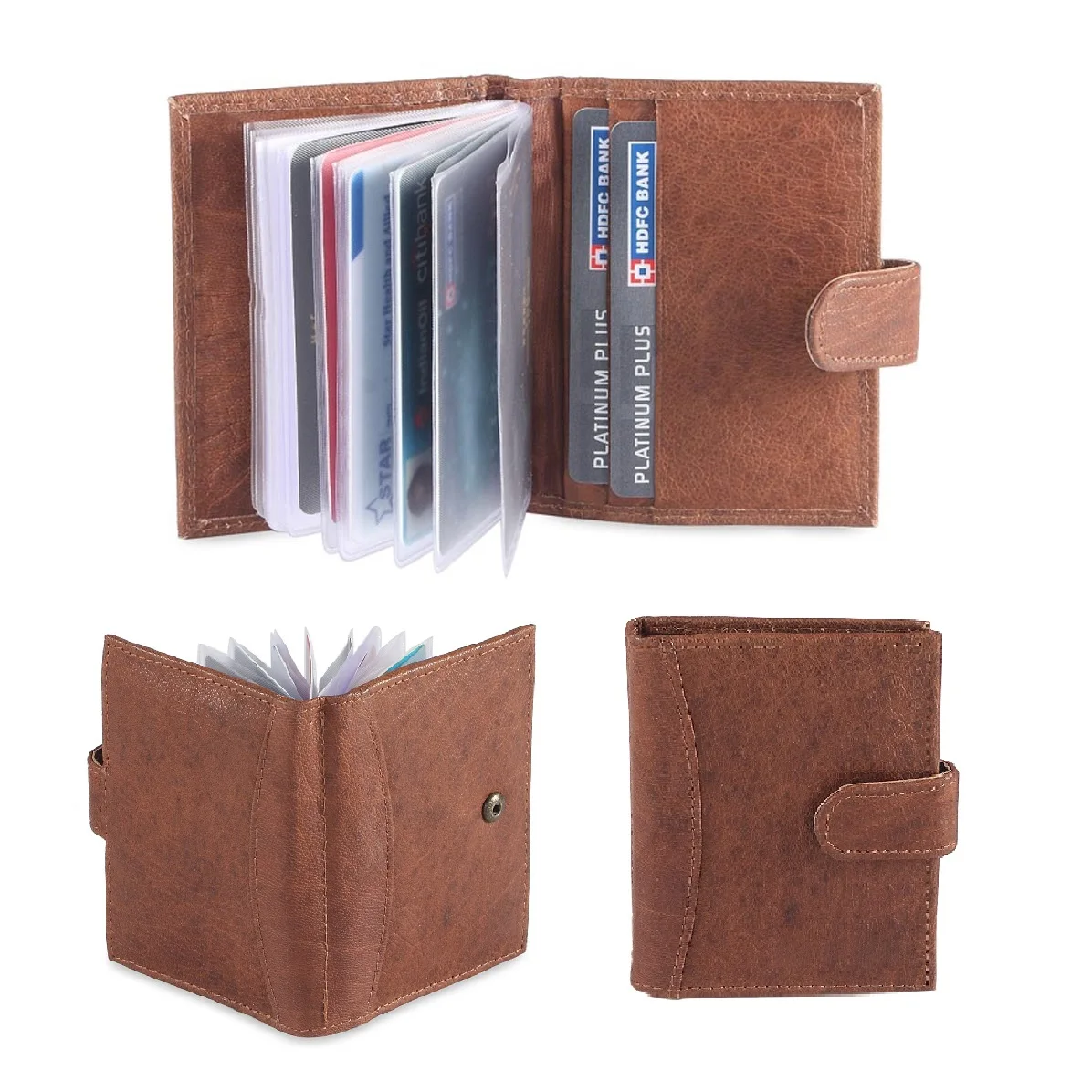 Leather Pocket Credit Card Holder/ Cheap PU Leather Business Card Holder/2023 Business Card case Holder with Plastic Sleeves