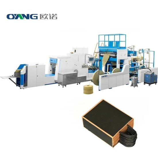 Ounuo New Design Fully-automatic square Bottom Twisted Paper Rope Handle Making Machine Paper Bag Making Machine