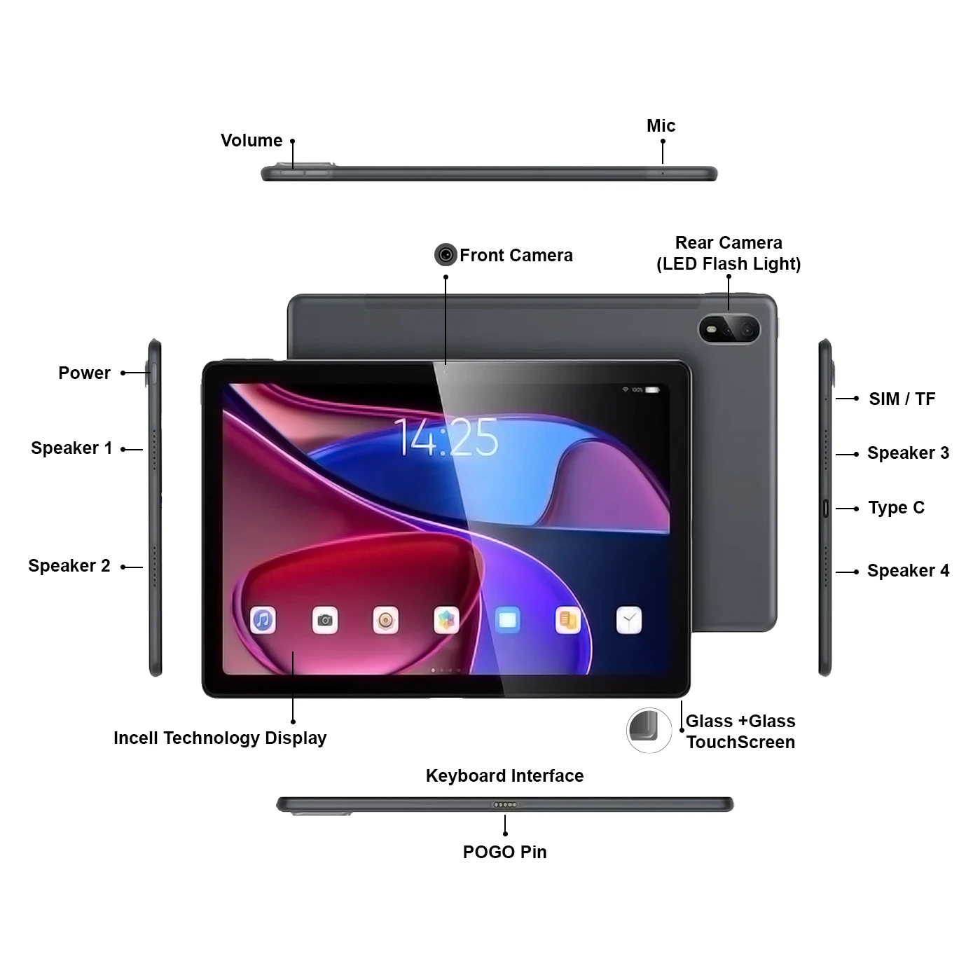 10.4inch Tablet PC with 8GB RAM 128GB ROM Wi-Fi 4G LTE Calling 8000 MAh ...
