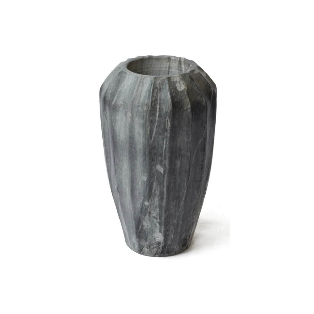 Attractive Looking Classic Handmade Black Marble Flower Vase For Home And Garden Decoration Premium Quality Vase At Best Price