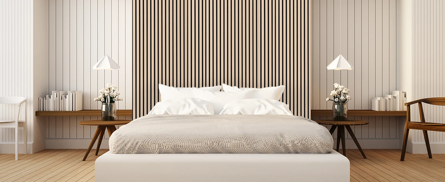 4-Pack Modern 3D Fluted Sound Absorbing Wood Slat Acoustic Panels for Bedroom for Living Room manufacture