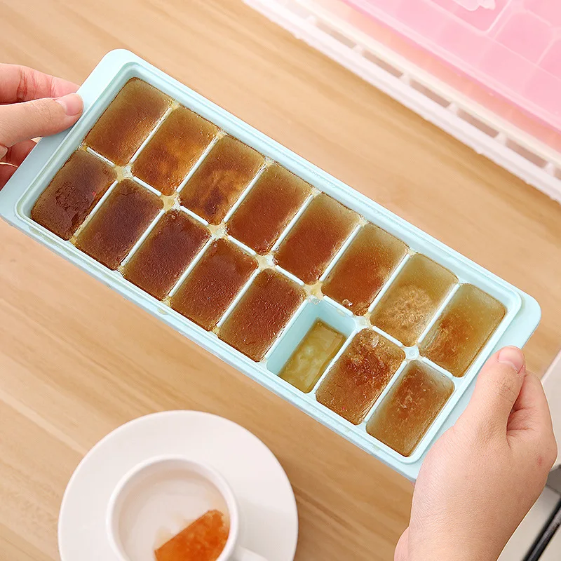 2pc Ice Cube MoldSummer Ice Tray Plastic Ice Cube Mold 16 Grid Ice Making Box with Lid PP Ice Mold Creative Ice Cube Box