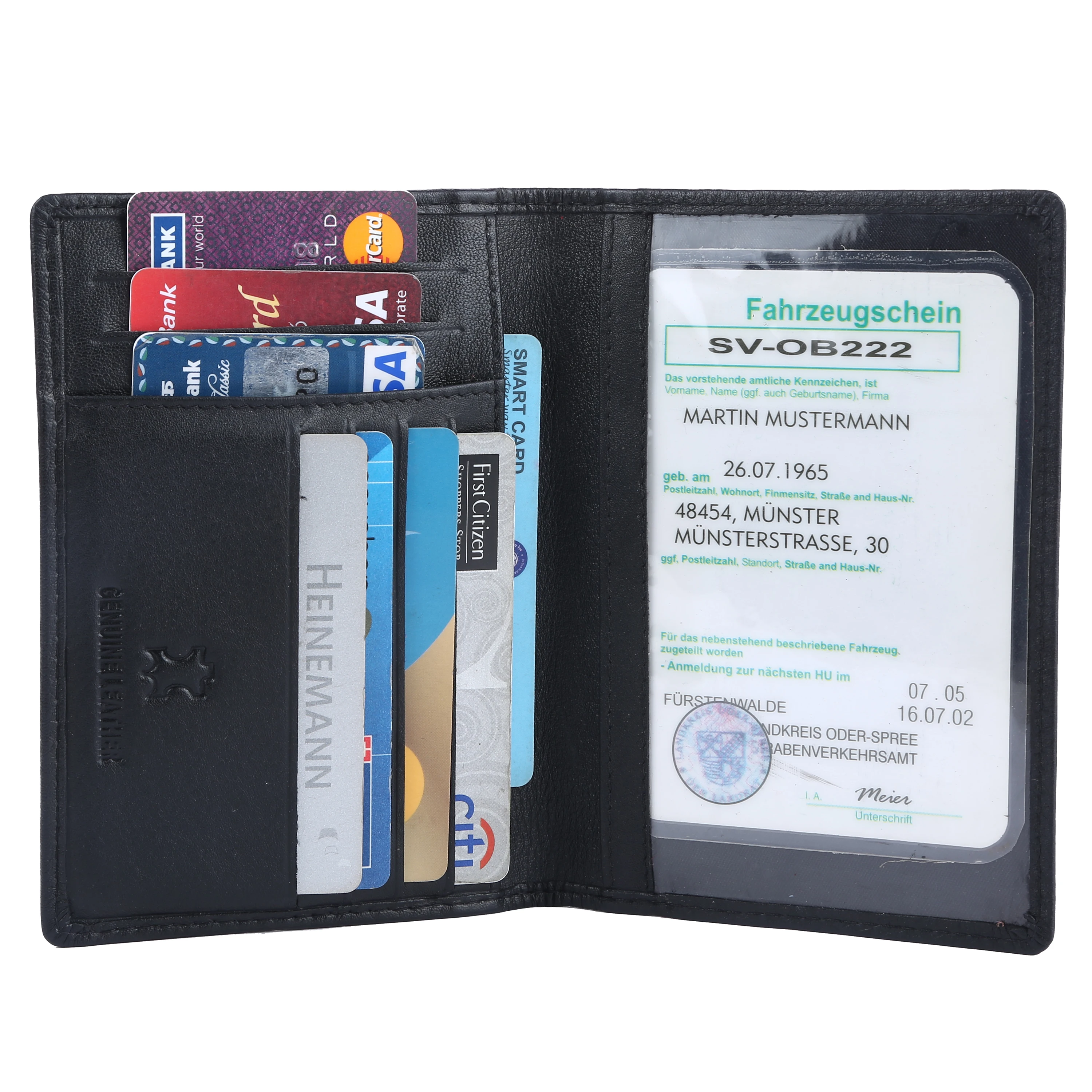 Мужской бумажник из натуральной кожи AM Классический складной кошелек двойного сложения с отделением для карт и