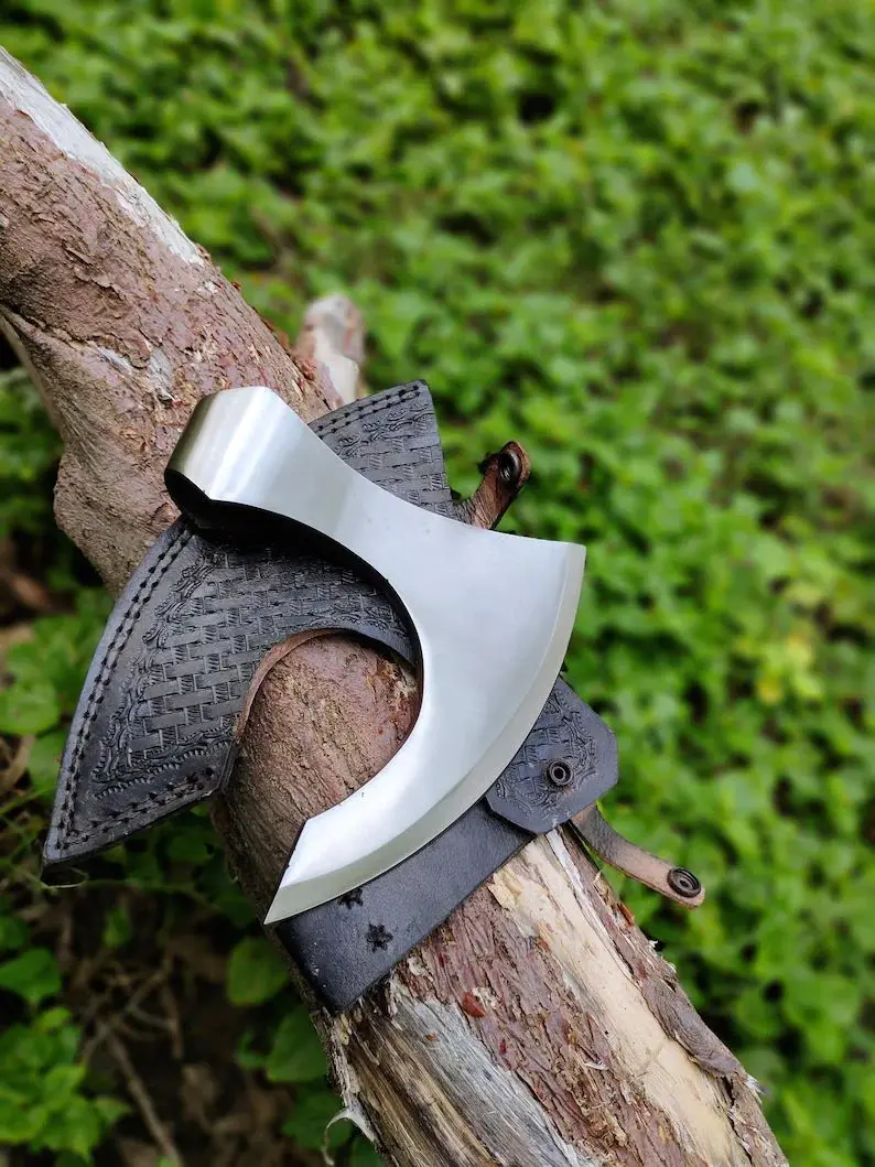 WARRIORS OUTFIT Viking Bearded Axe - Hand Forged Viking Axe Head Custom Forged High Carbon Steel Hatchets Multi Purpose Adult Size Axe Head C52