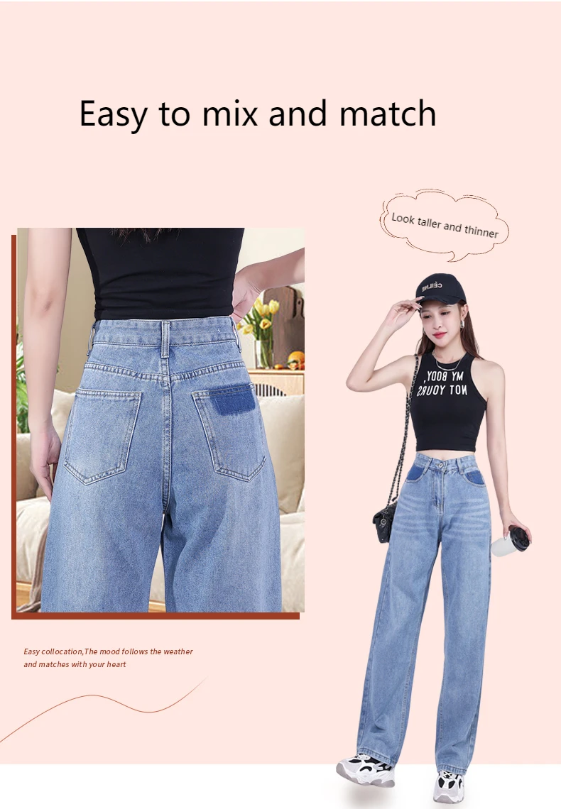 Women's Clothing Large Size Wide Leg Trousers High Waist Casual ...