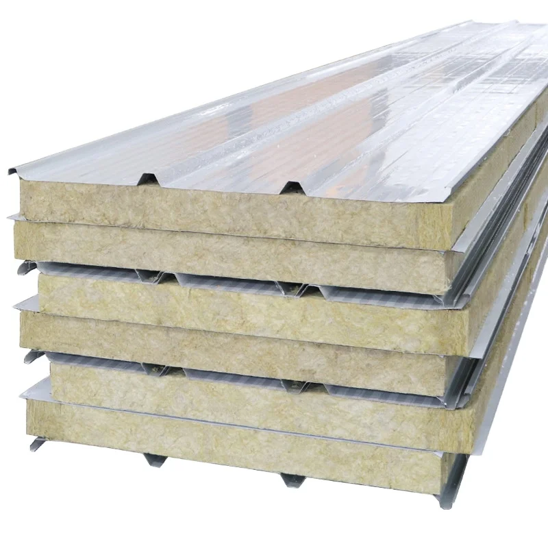 Wholesale Hot Style 50mm 100mm 150mm Insulated Rock Wool Fireproof Sandwich Panel Wall Roof Sandwich Panel