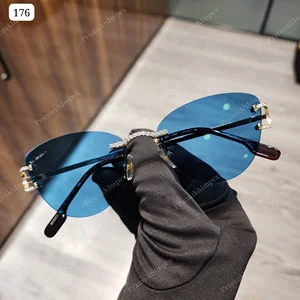 Classic Design Anti-Reflective Iced Blue Lens Moissanite Sunglasses Hip Hop Style Men Women Party Wear Customized Jewelry UV