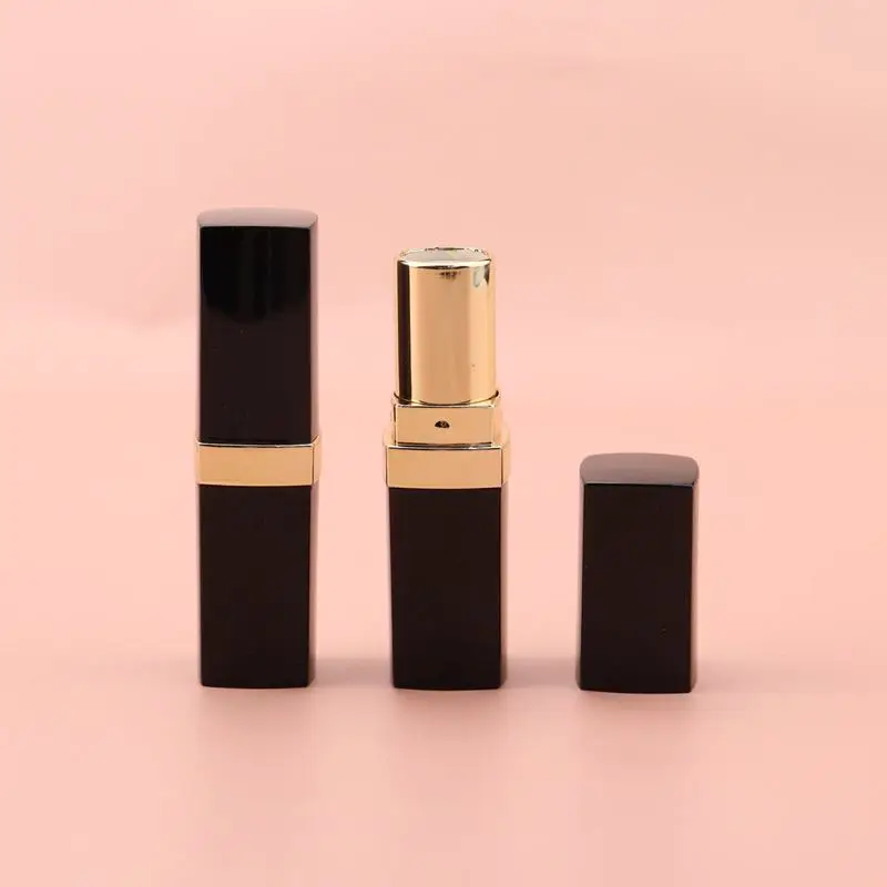Wholesale Square Black Empty Lipstick Tubes with Gold Middle Cosmetic Lipstick Containers Bulk In-Stock