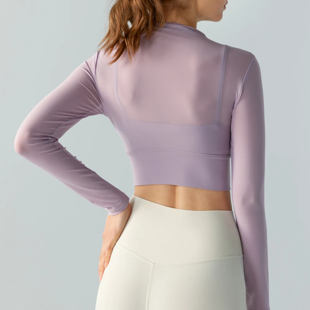 Long Sleeves Workout Training Compression Crop Top Gym Women Sport T Shirt