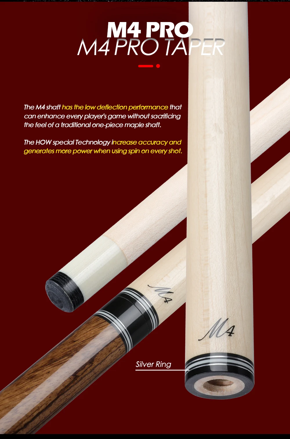 How M4 Cues Billiard Irish Linen Grip Rare Solid 12.8mm Pro Shaft Pool