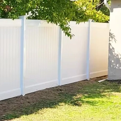 Vinyl Security Fence With Frame Including Post Caps for Outdoor Decoration