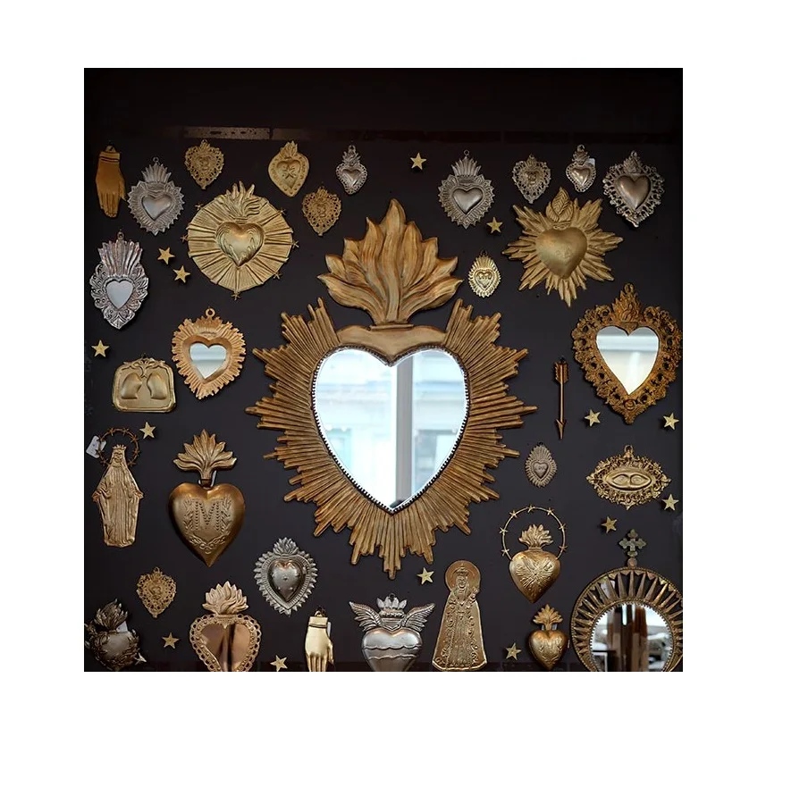Зеркальное сердце Siracy Milagros с крестом маленькое декоративное Пылающее