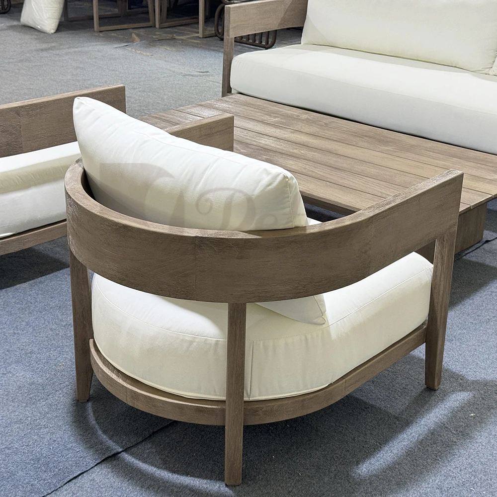 Defaico 2024 Modern Premium Teak Lounge Chair Luxury Balmain Teak Outdoor Furniture Set for Patio