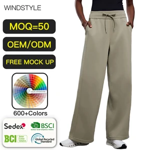 Customized Women's Sport Pants with Straight Wide Leg Trousers Loose Warm Sports Trousers for Autumn and Winter