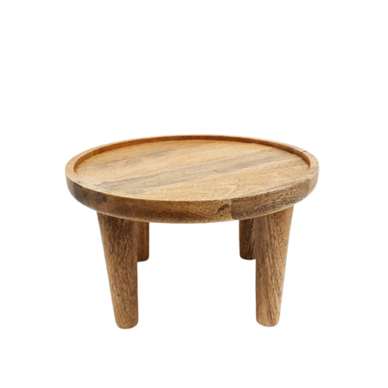 Mango Wood Latest Design 2 Tier Round Cake Stand With Folding Natural Colour Modern Style Tray for Event & Table Top Decoration
