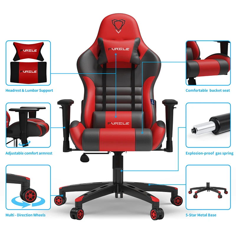 Cheap Computer Gamer Pc Racing Cockpit Black Red Reclining Sofa Chairs ...